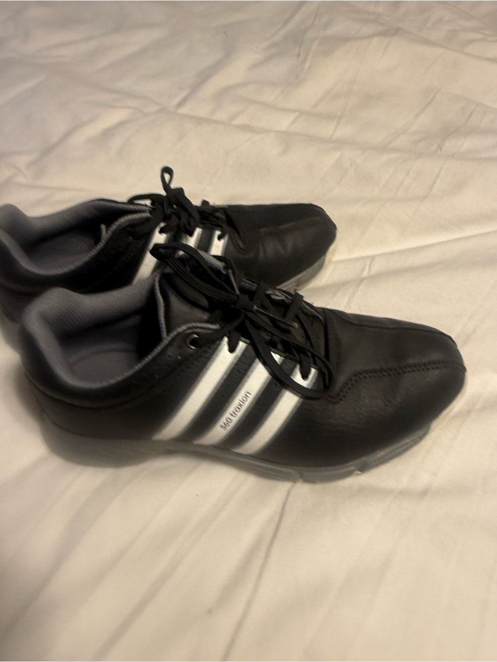 adidas Black Athletic Lace-Up Sneakers with White Stripes